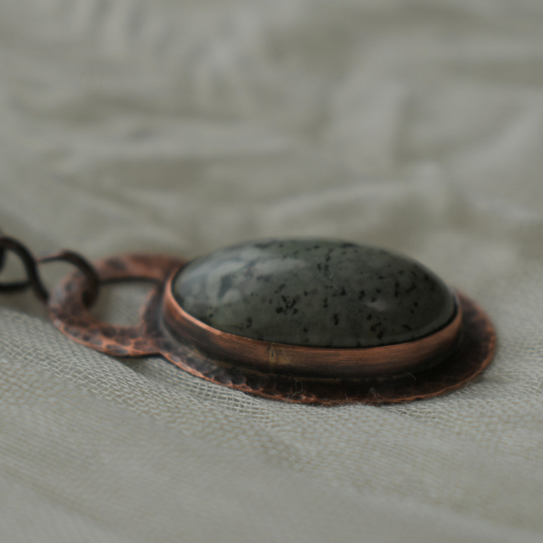 unique variolite copper metalsmith pendant necklace gift