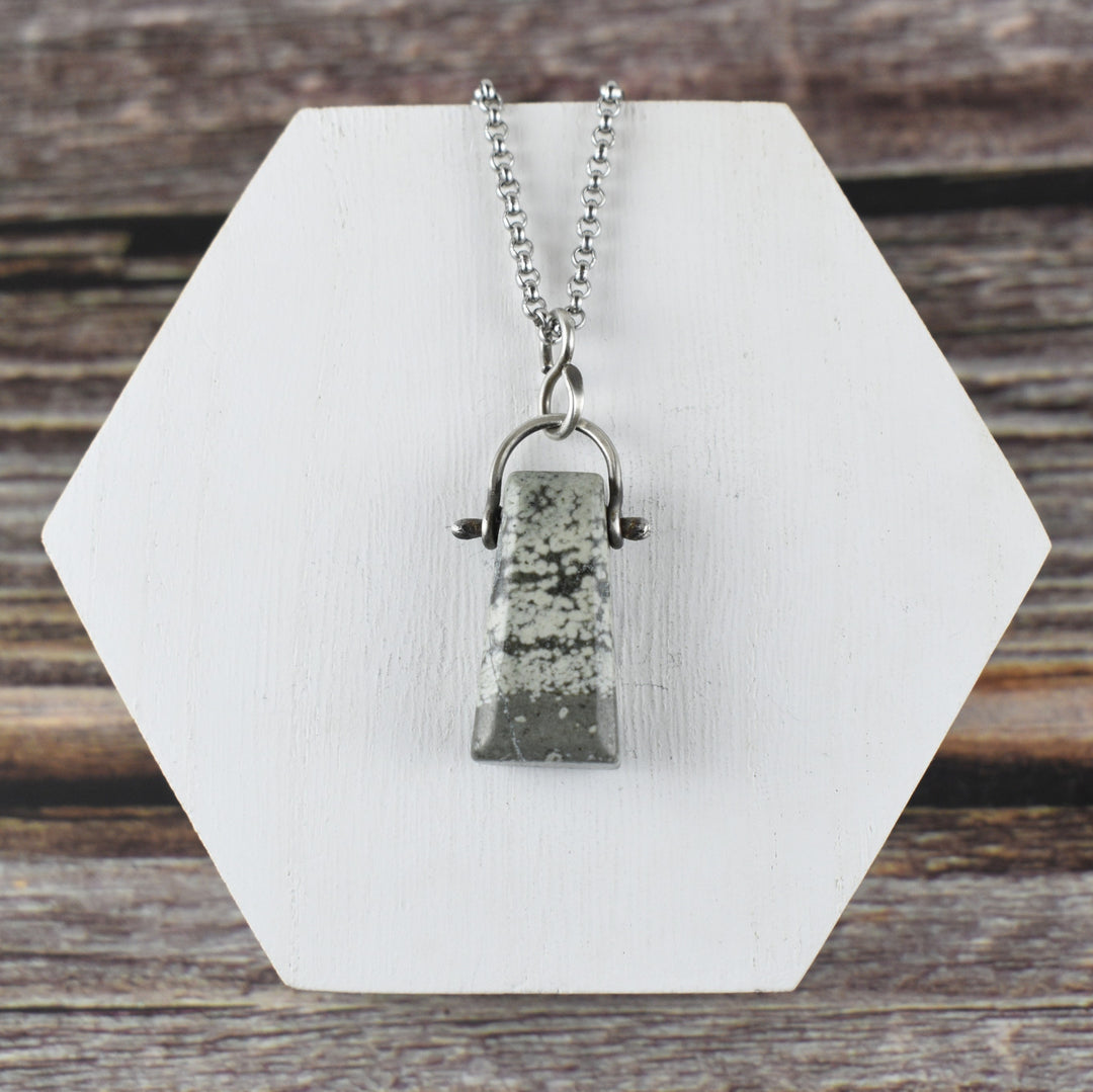 Variolite and Sterling silver pendant necklace for men and women