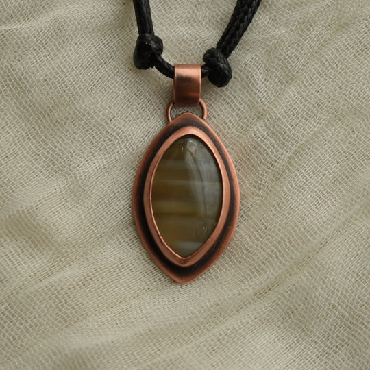 washington state banded agate and copper pendant necklace
