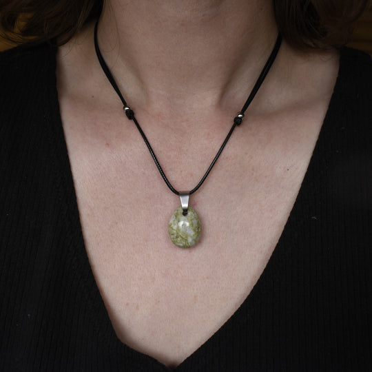 Epidote Pendant Necklaces with Adjustable Cord
