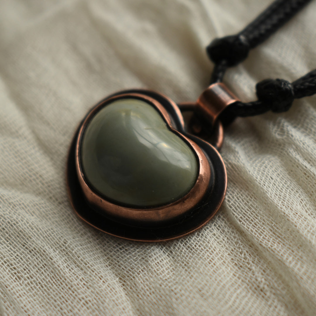 Washington State Jasper heart pendant necklace in pure copper