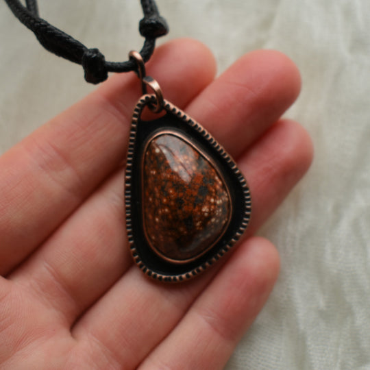 handmade washington state orbicular jasper metalsmith pendant necklace