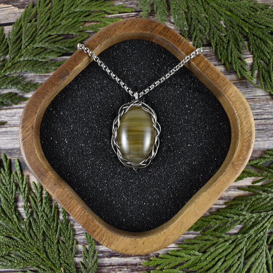 Wire Wrapped Agate Pendant in Sterling Silver (Necklace Sold Separately) - Woodland Metalsmith