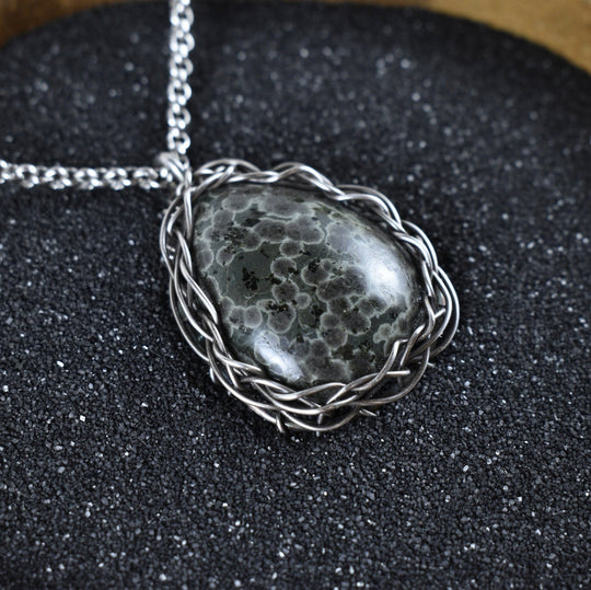 Wire Wrapped Purple Variolite Pendant in Silver (Necklace Sold Separately) - Woodland Metalsmith