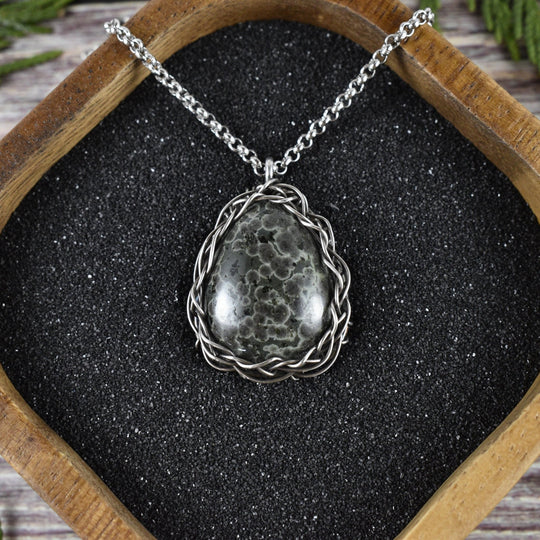Wire Wrapped Purple Variolite Pendant in Silver (Necklace Sold Separately) - Woodland Metalsmith