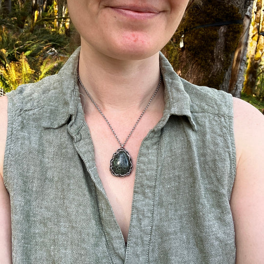 Wire Wrapped Purple Variolite Pendant in Silver (Necklace Sold Separately) - Woodland Metalsmith