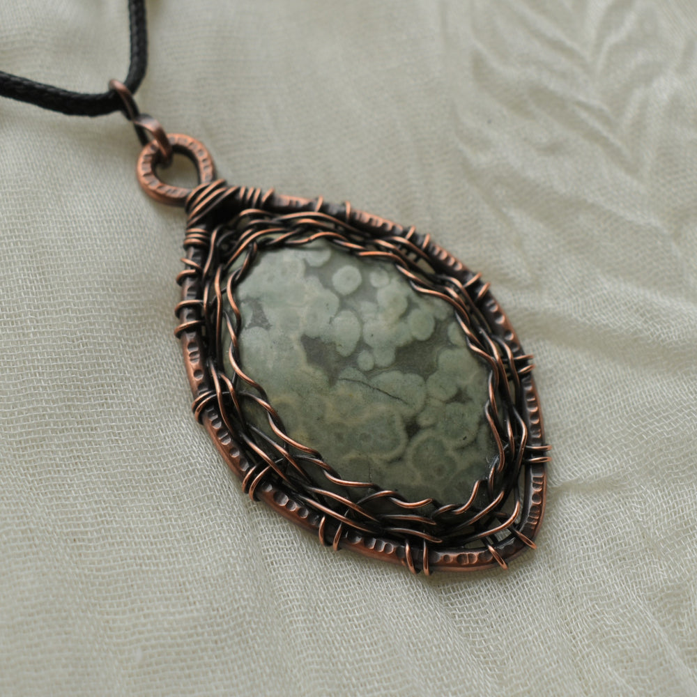 handmade wire wrapped copper pendant necklace