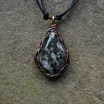 Wire Wrapped Moonstone Pendant Necklace | Adjustable Cord