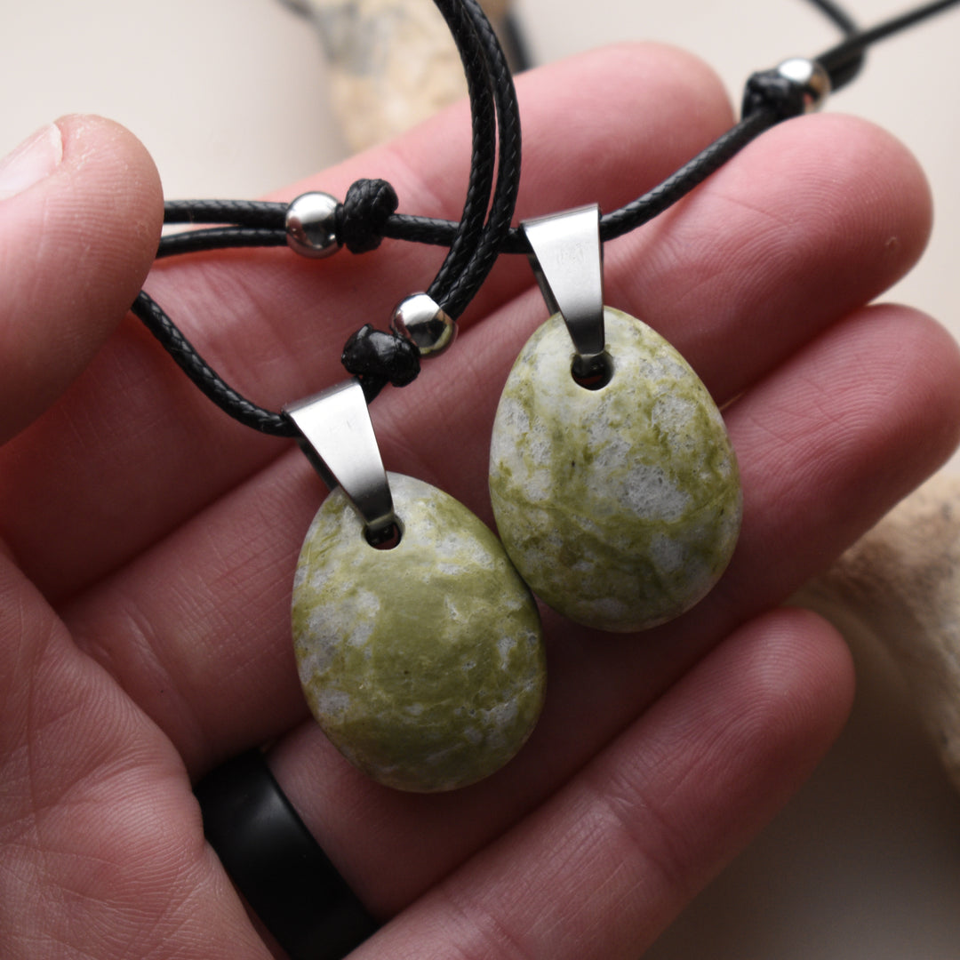 Epidote Pendant Necklaces with Adjustable Cord
