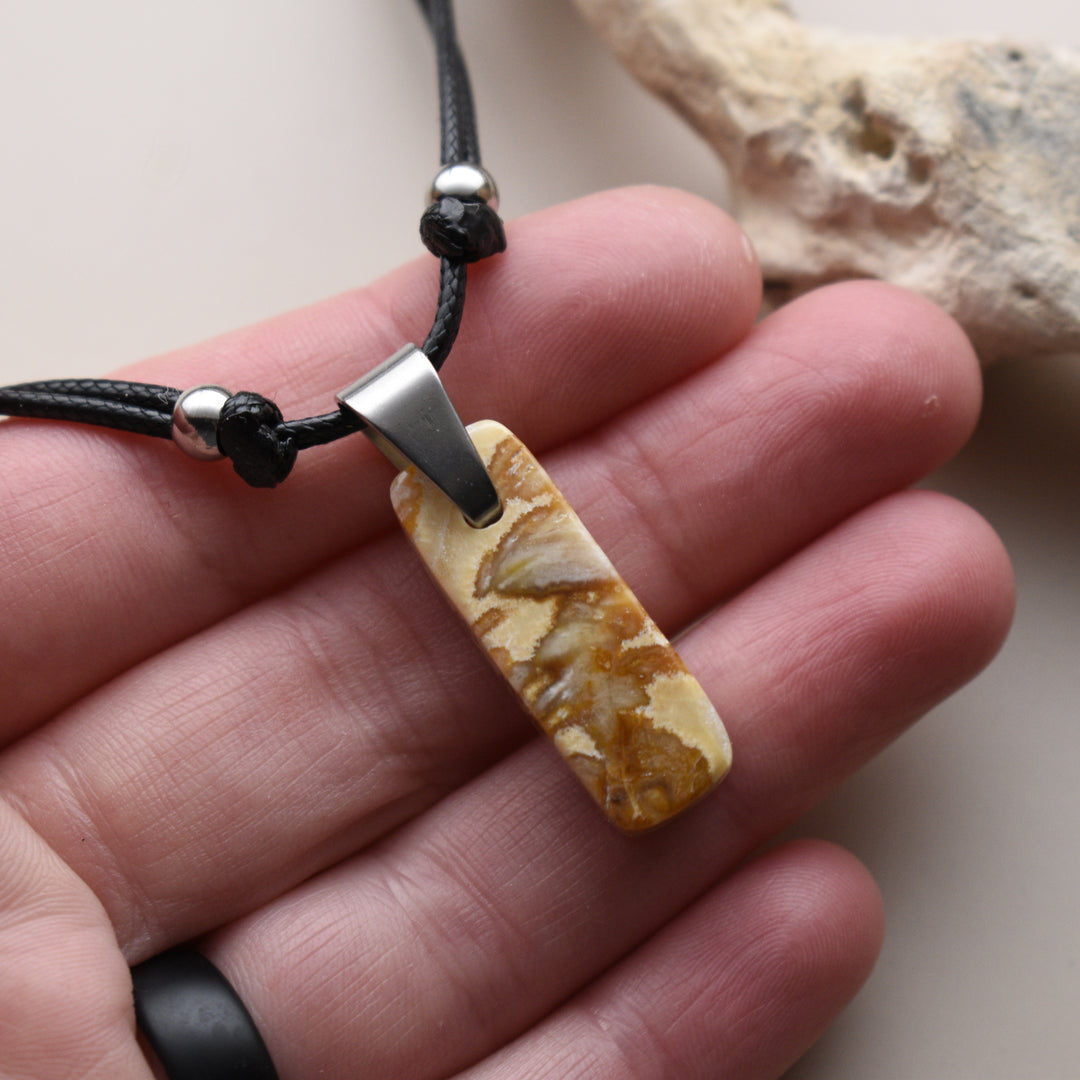 Yellow Tubal Agate Necklace with Adjustable Cord