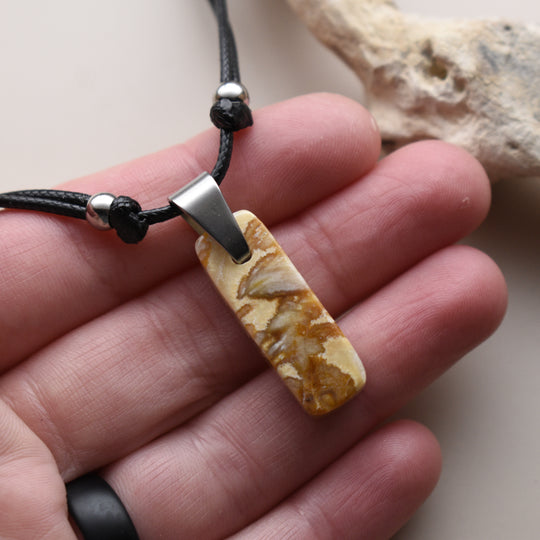 Yellow Tubal Agate Necklace with Adjustable Cord