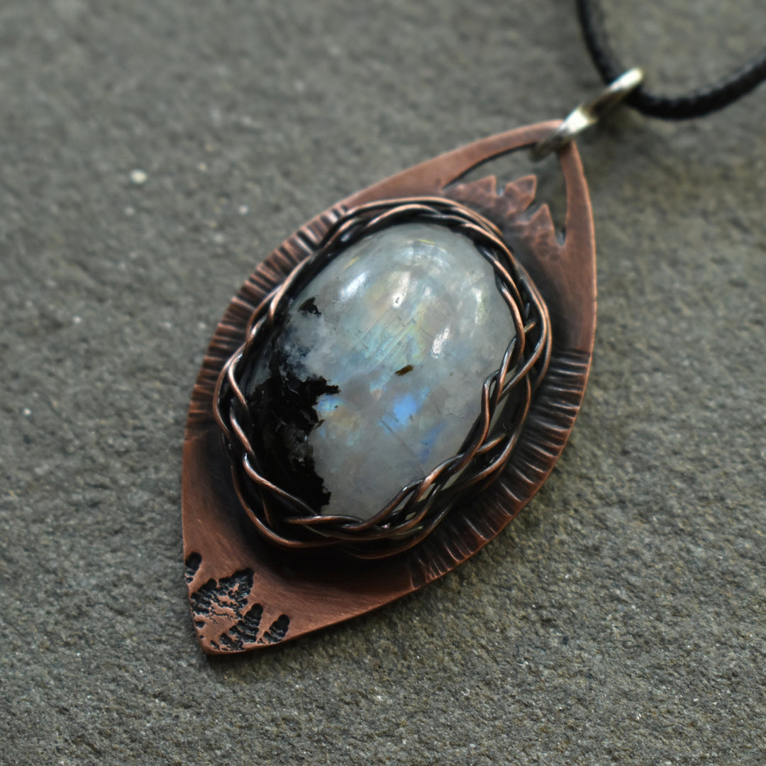 woven moonstone copper necklace