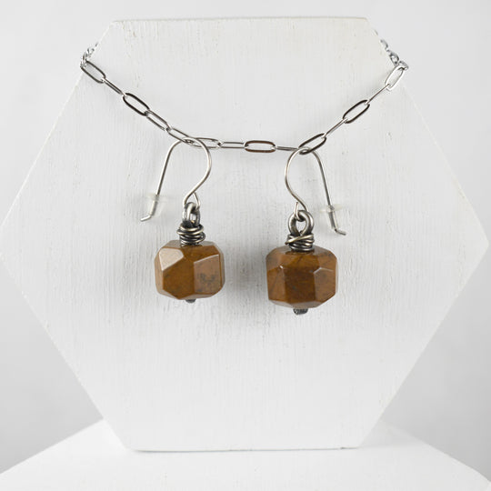 Yellow Jasper Earrings in Sterling Silver - Hypoallergenic