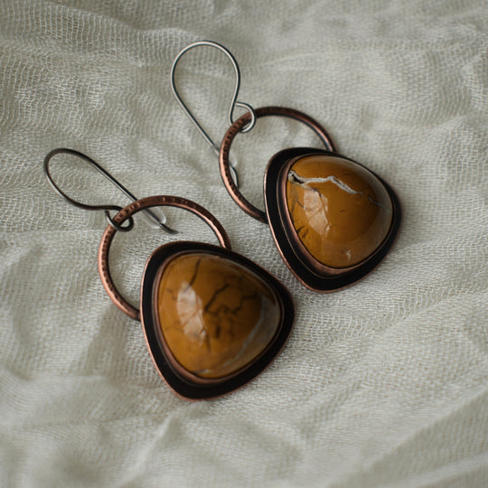 yellow jasper metalsmith earrings