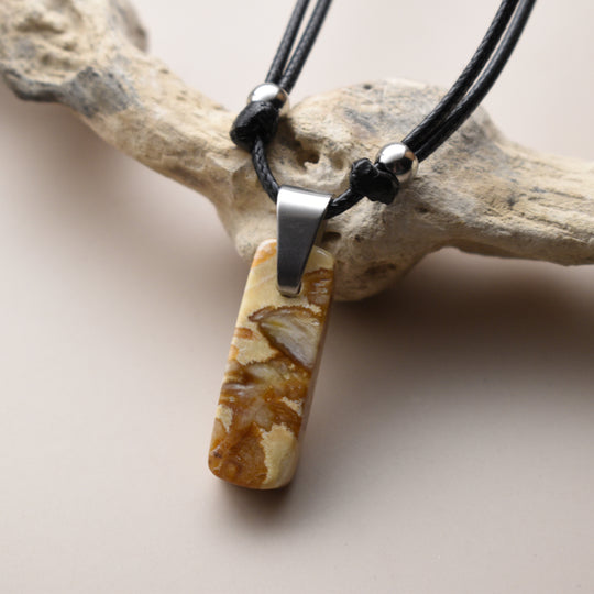 Yellow Tubal Agate Necklace with Adjustable Cord